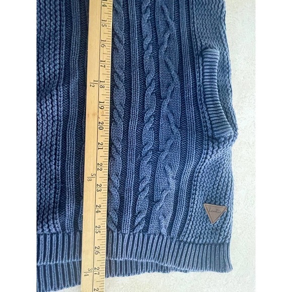 LauRie DK Size 40 Womens Blue Chunky Cable Knit Cotton Cardigan Blue Sweater - Picture 9 of 10